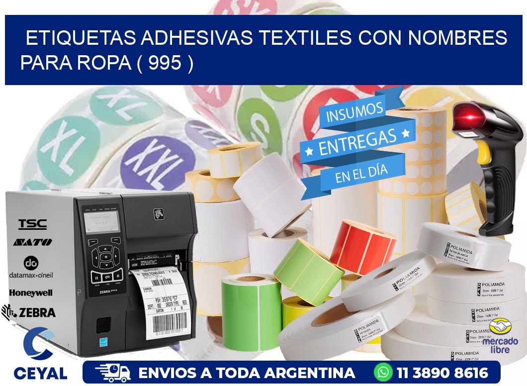 ETIQUETAS ADHESIVAS TEXTILES CON NOMBRES PARA ROPA ( 995 )