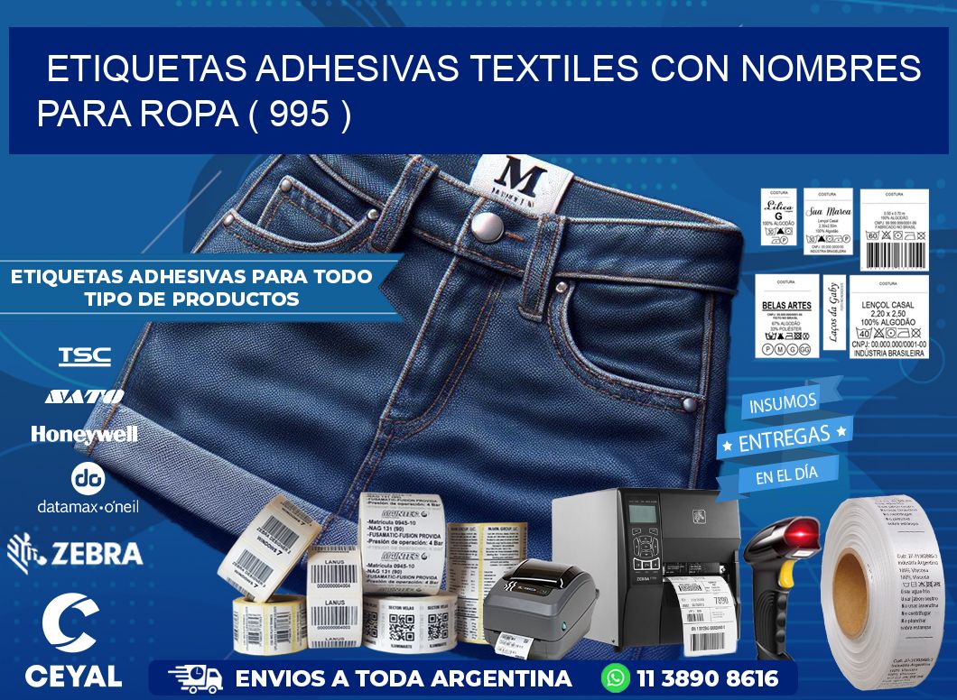 ETIQUETAS ADHESIVAS TEXTILES CON NOMBRES PARA ROPA ( 995 )