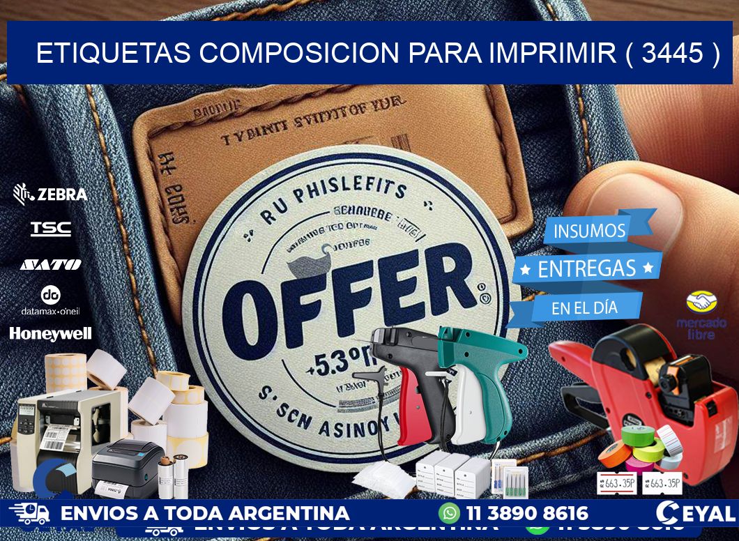 ETIQUETAS COMPOSICION PARA IMPRIMIR ( 3445 )