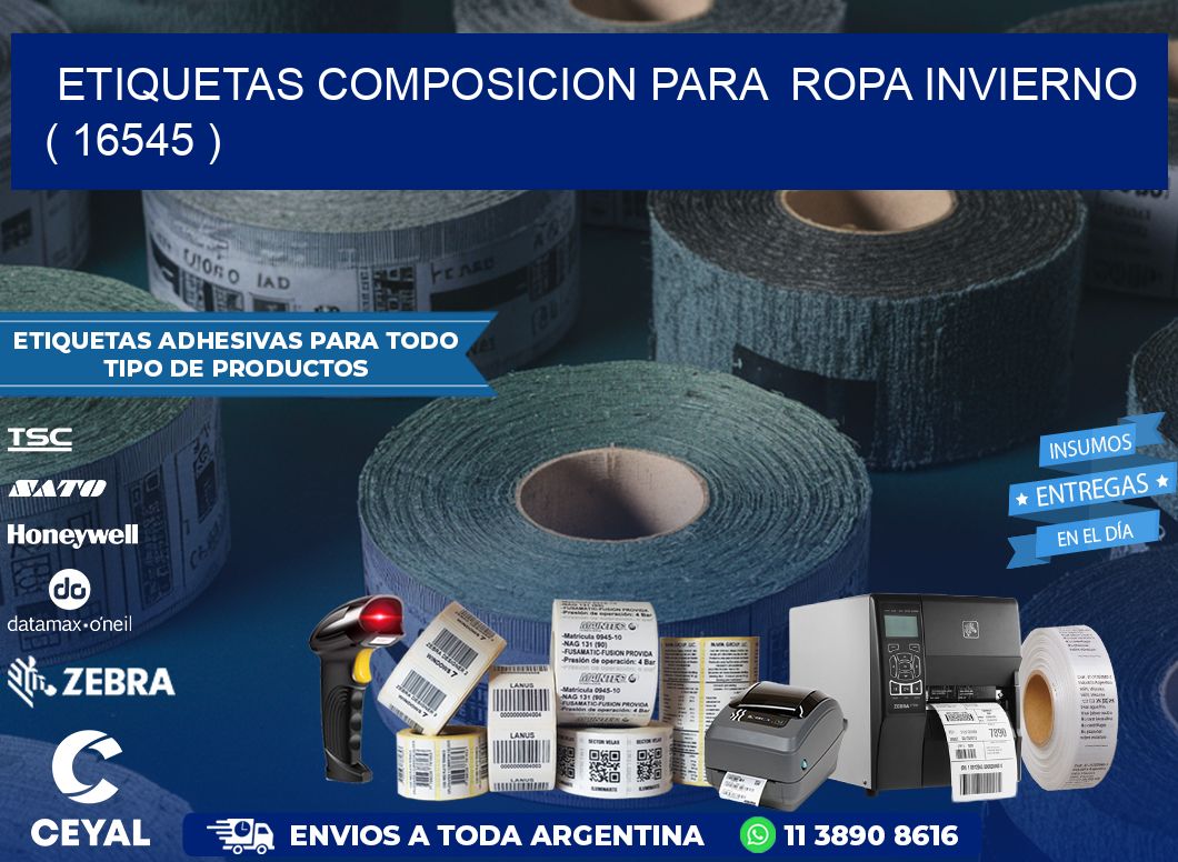 ETIQUETAS COMPOSICION PARA  ROPA INVIERNO   ( 16545 )