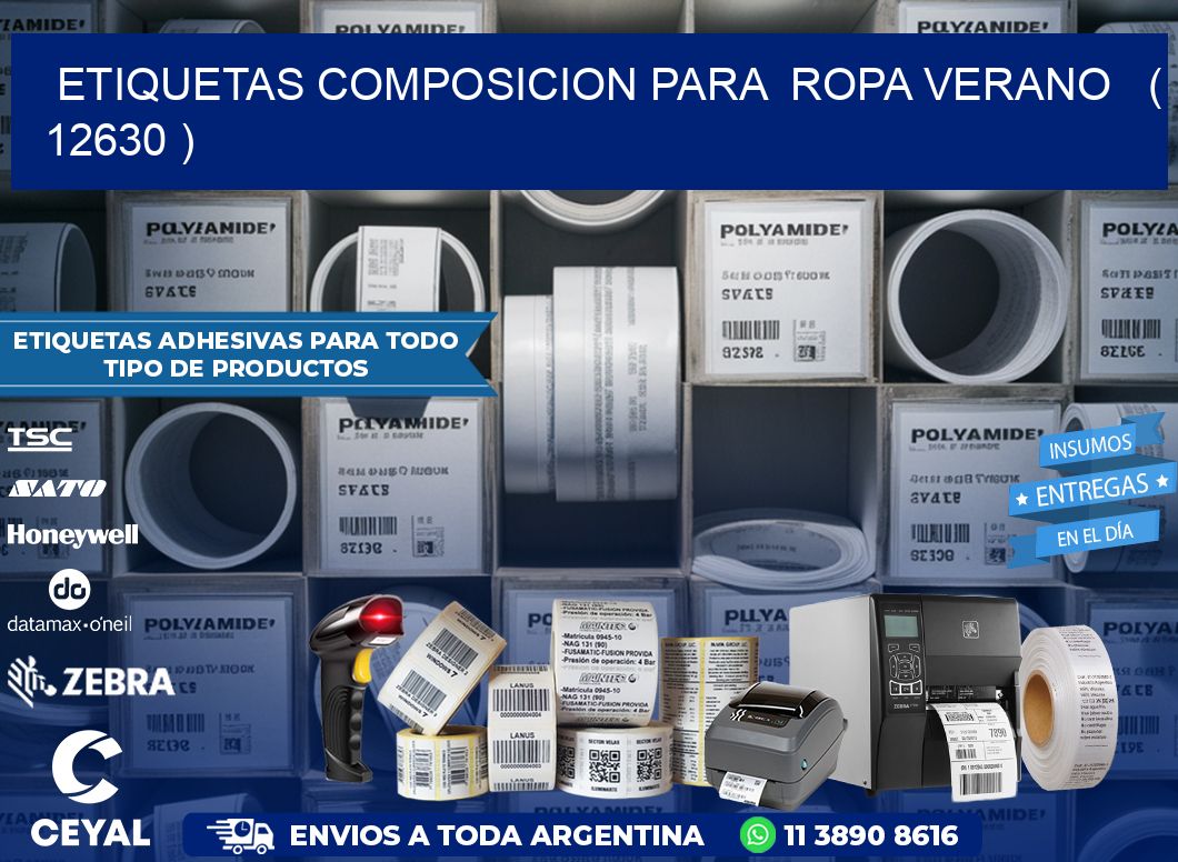 ETIQUETAS COMPOSICION PARA  ROPA VERANO   ( 12630 )