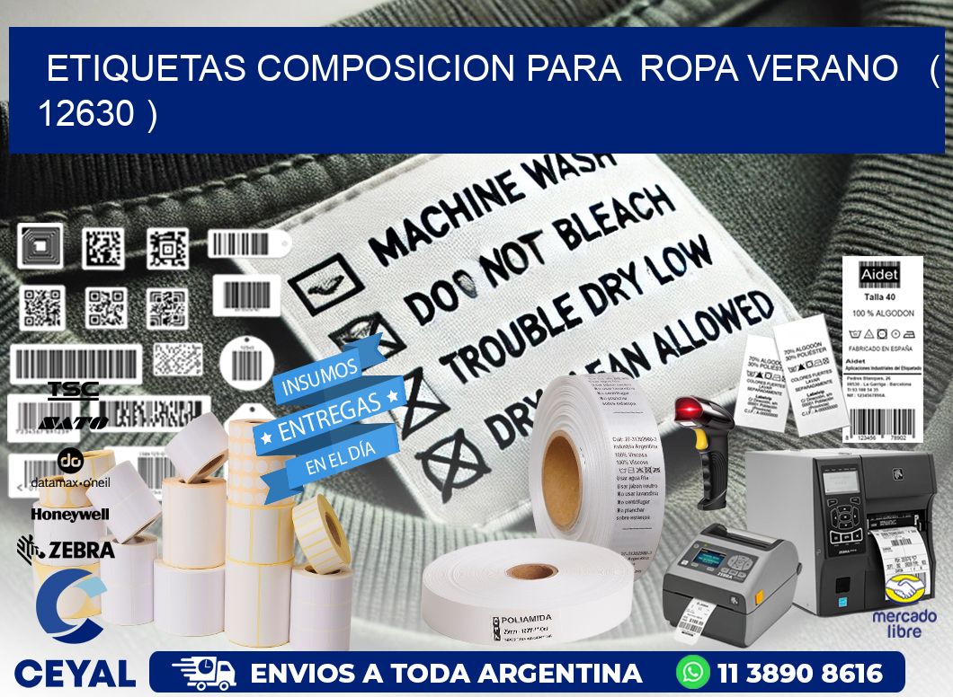 ETIQUETAS COMPOSICION PARA ROPA VERANO ( 12630 )