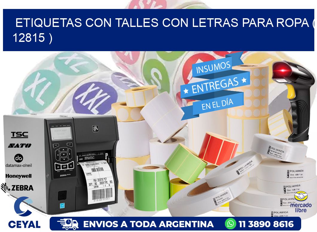 ETIQUETAS CON TALLES CON LETRAS PARA ROPA ( 12815 )