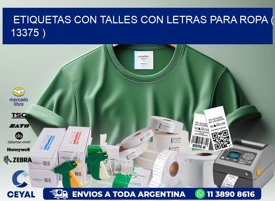 ETIQUETAS CON TALLES CON LETRAS PARA ROPA ( 13375 )