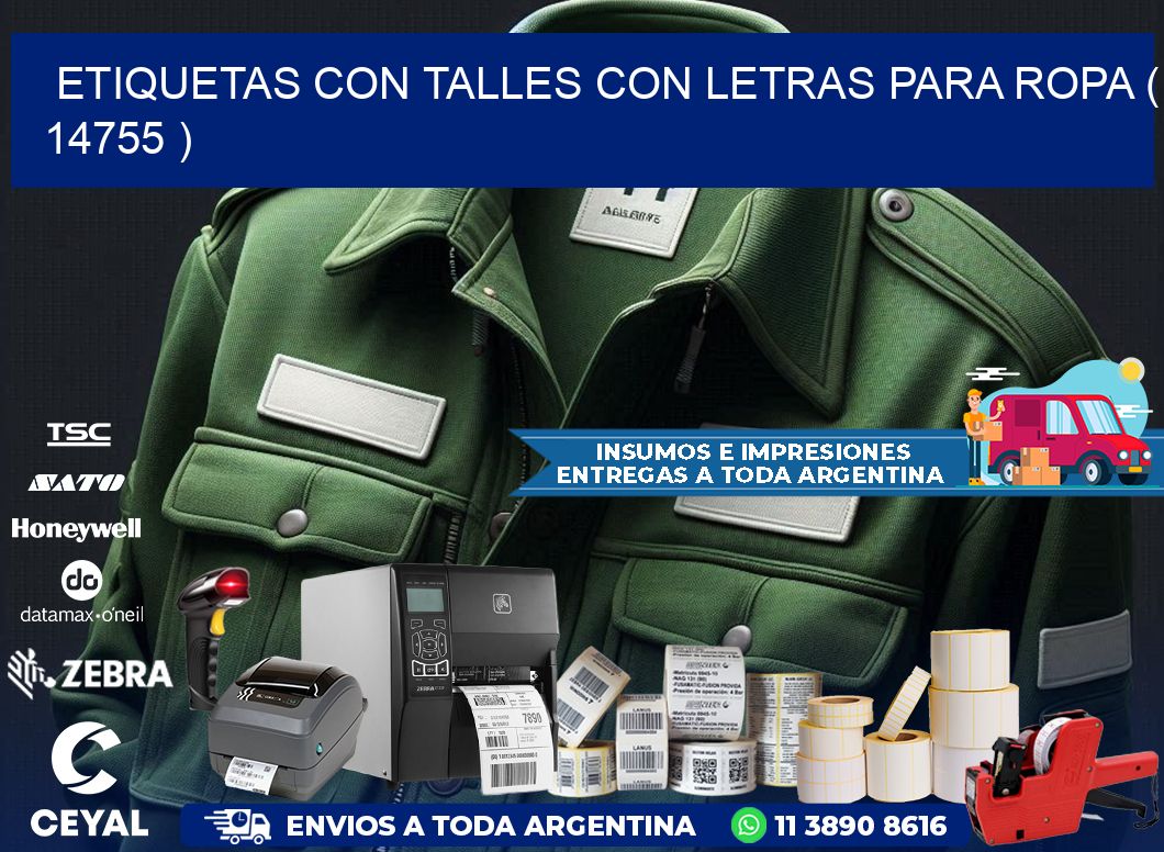 ETIQUETAS CON TALLES CON LETRAS PARA ROPA ( 14755 )