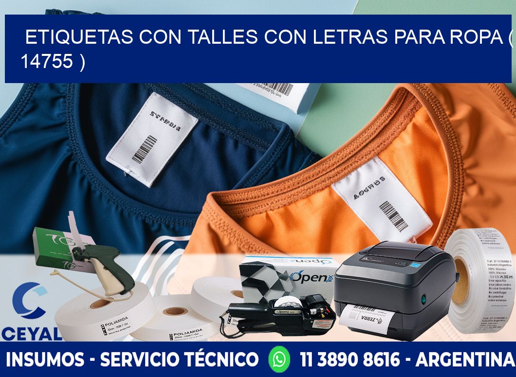 ETIQUETAS CON TALLES CON LETRAS PARA ROPA ( 14755 )