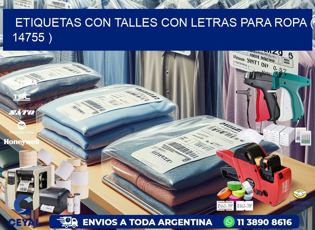 ETIQUETAS CON TALLES CON LETRAS PARA ROPA ( 14755 )