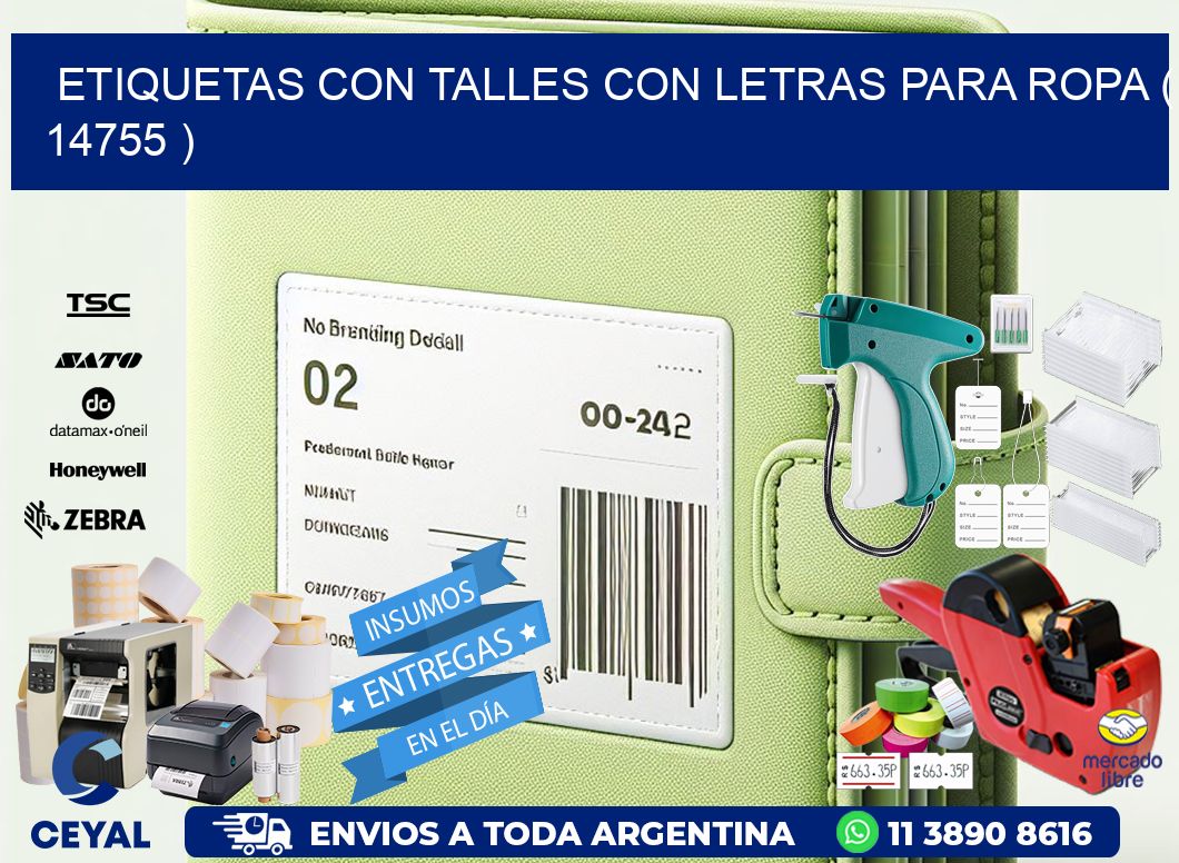 ETIQUETAS CON TALLES CON LETRAS PARA ROPA ( 14755 )