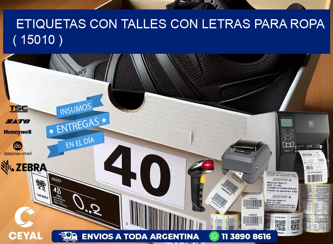 ETIQUETAS CON TALLES CON LETRAS PARA ROPA ( 15010 )