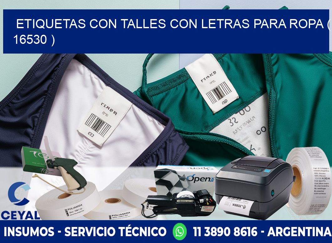 ETIQUETAS CON TALLES CON LETRAS PARA ROPA ( 16530 )