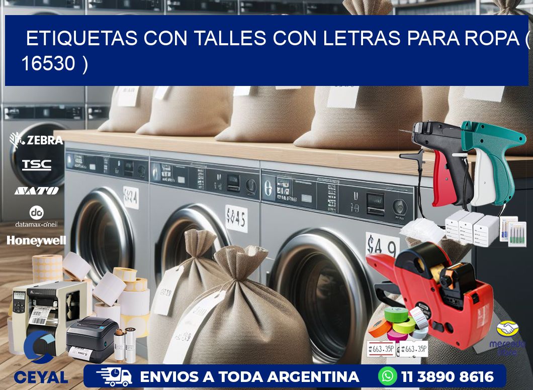 ETIQUETAS CON TALLES CON LETRAS PARA ROPA ( 16530 )