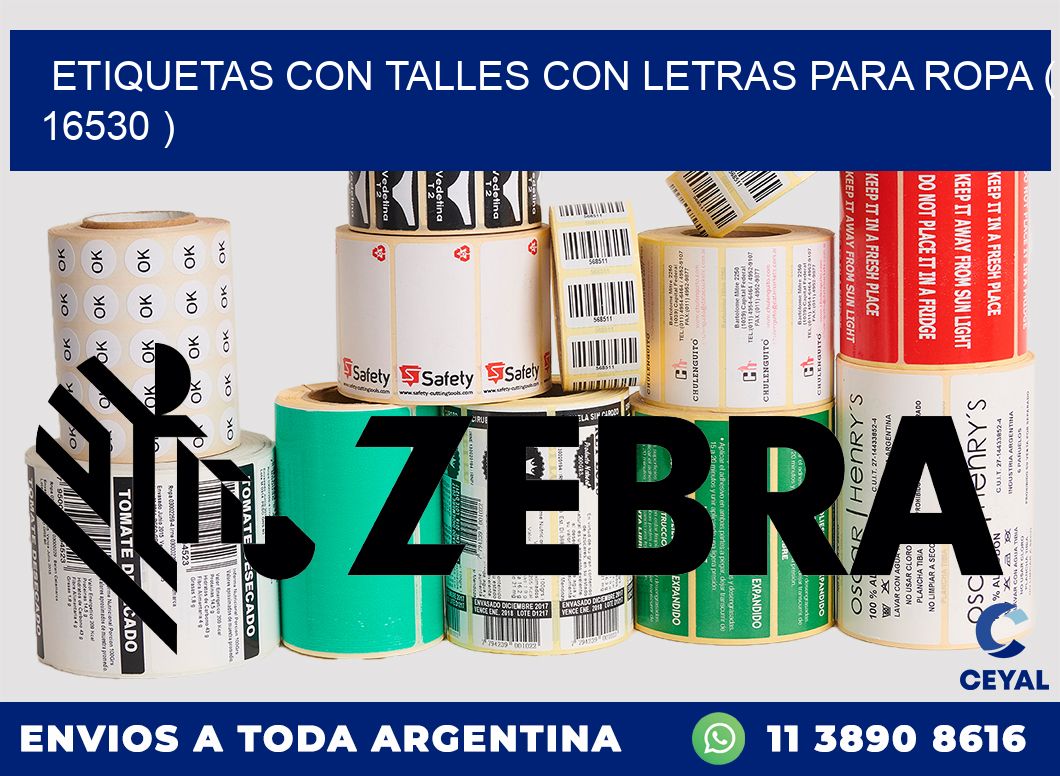 ETIQUETAS CON TALLES CON LETRAS PARA ROPA ( 16530 )