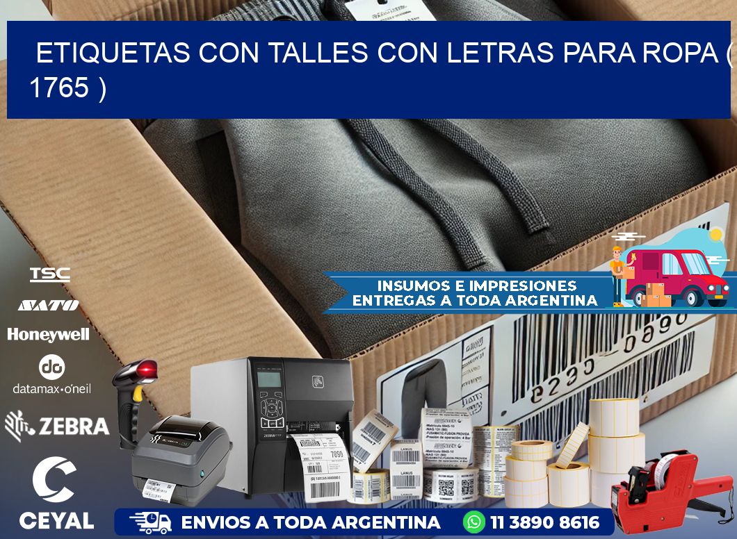 ETIQUETAS CON TALLES CON LETRAS PARA ROPA ( 1765 )