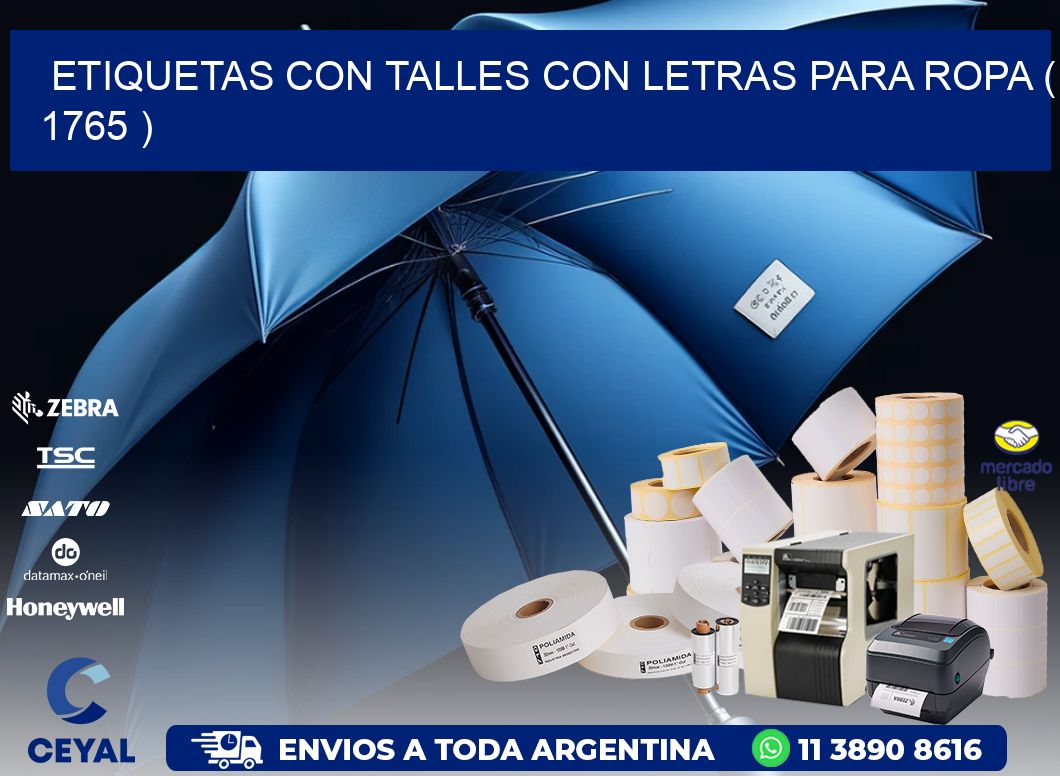 ETIQUETAS CON TALLES CON LETRAS PARA ROPA ( 1765 )