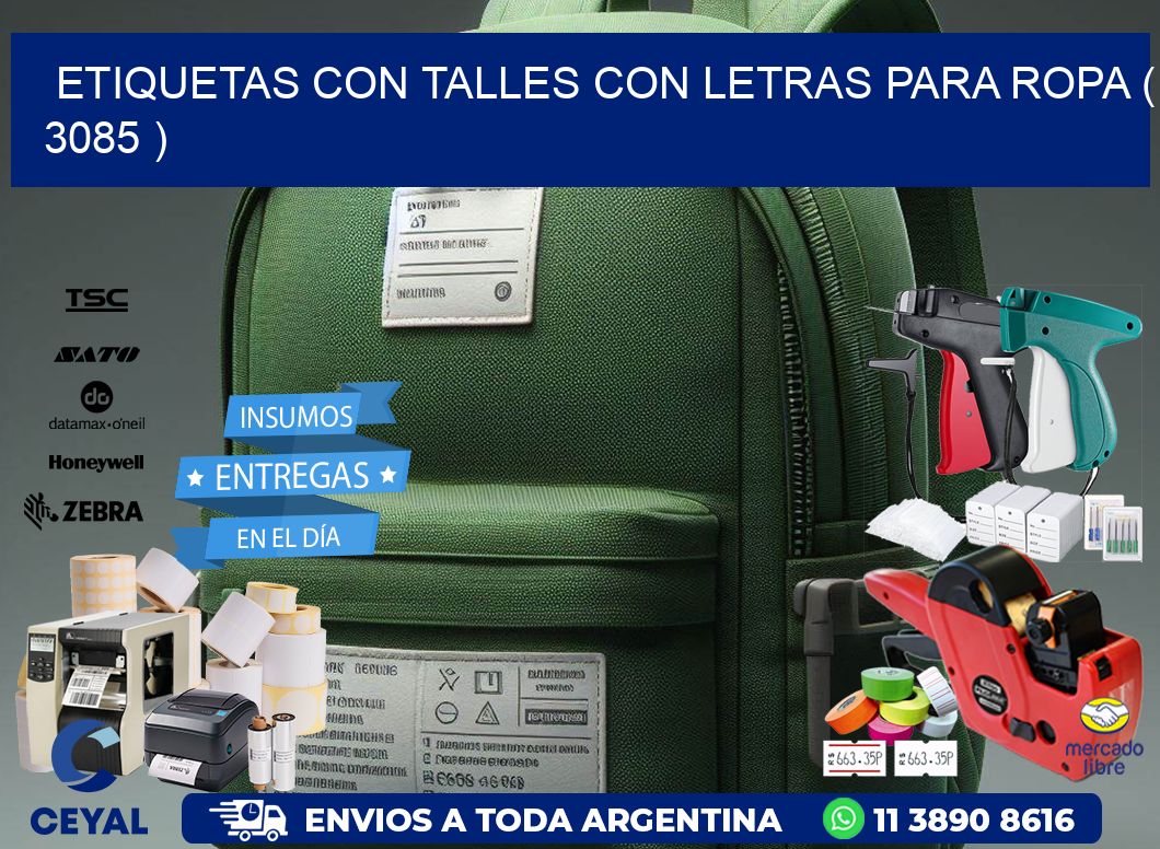 ETIQUETAS CON TALLES CON LETRAS PARA ROPA ( 3085 )