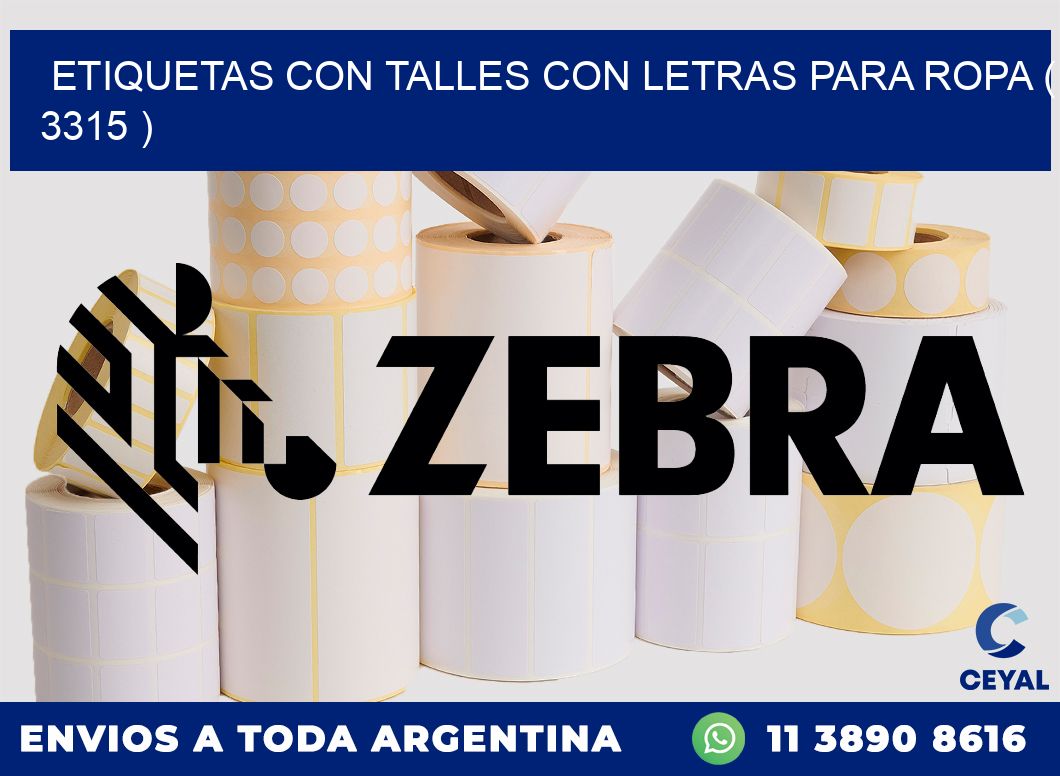 ETIQUETAS CON TALLES CON LETRAS PARA ROPA ( 3315 )