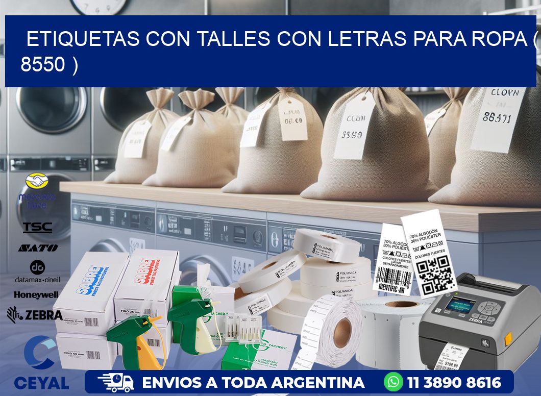 ETIQUETAS CON TALLES CON LETRAS PARA ROPA ( 8550 )
