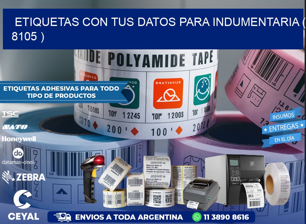 ETIQUETAS CON TUS DATOS PARA INDUMENTARIA ( 8105 )