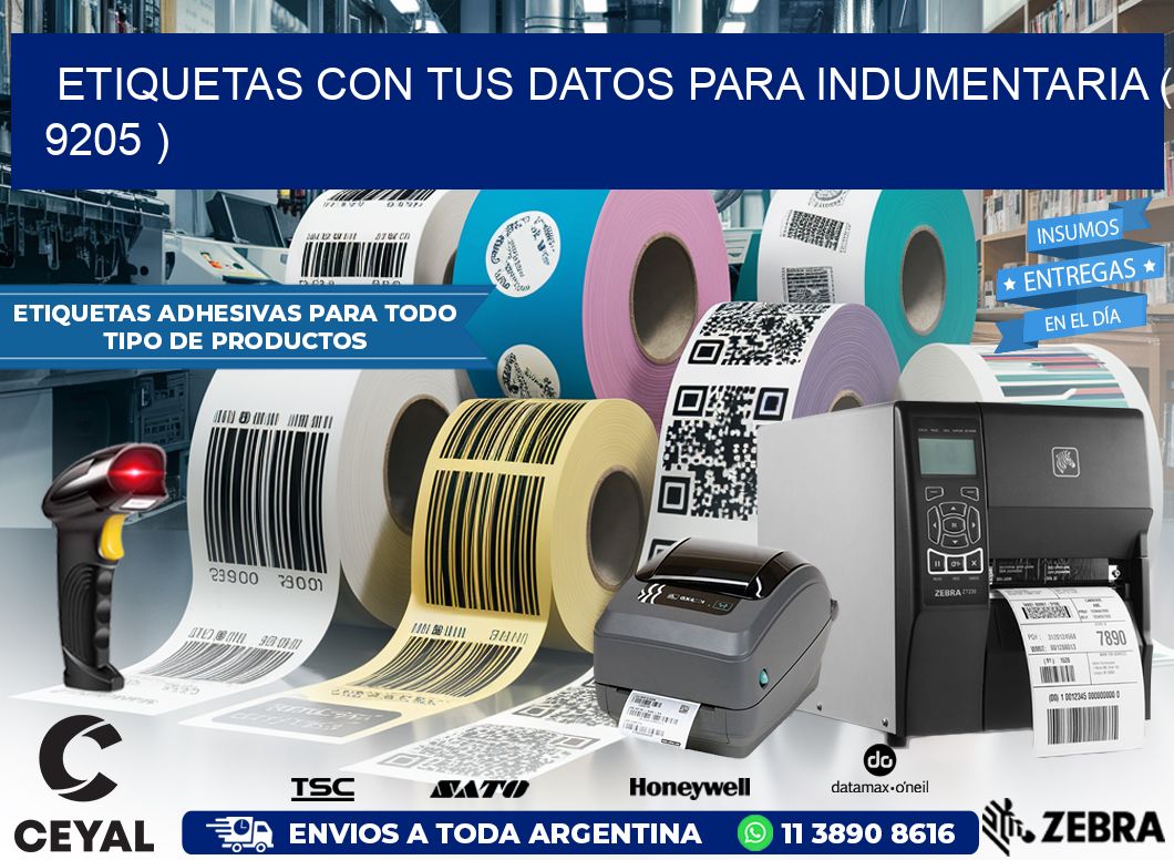 ETIQUETAS CON TUS DATOS PARA INDUMENTARIA ( 9205 )