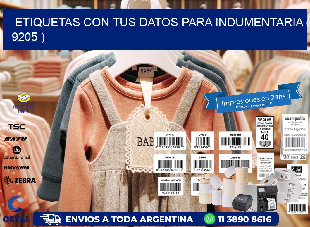 ETIQUETAS CON TUS DATOS PARA INDUMENTARIA ( 9205 )