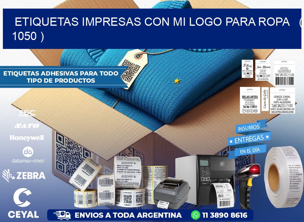 ETIQUETAS IMPRESAS CON MI LOGO PARA ROPA ( 1050 )