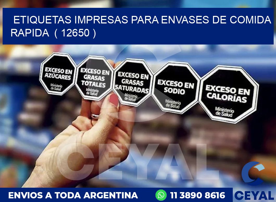 ETIQUETAS IMPRESAS PARA ENVASES DE COMIDA RAPIDA ( 12650 )