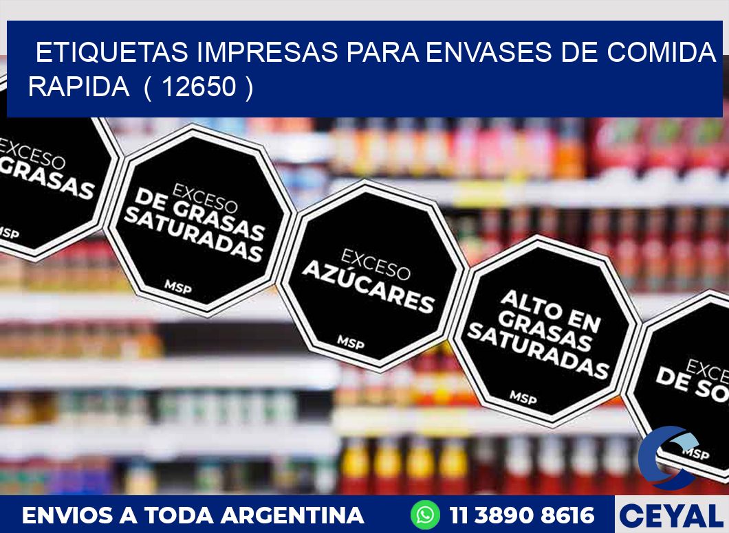 ETIQUETAS IMPRESAS PARA ENVASES DE COMIDA RAPIDA ( 12650 )