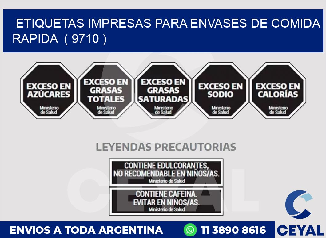 ETIQUETAS IMPRESAS PARA ENVASES DE COMIDA RAPIDA ( 9710 )