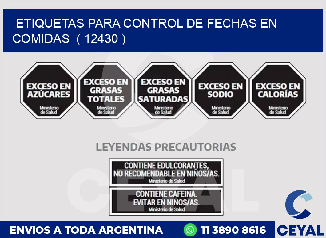 ETIQUETAS PARA CONTROL DE FECHAS EN COMIDAS  ( 12430 )