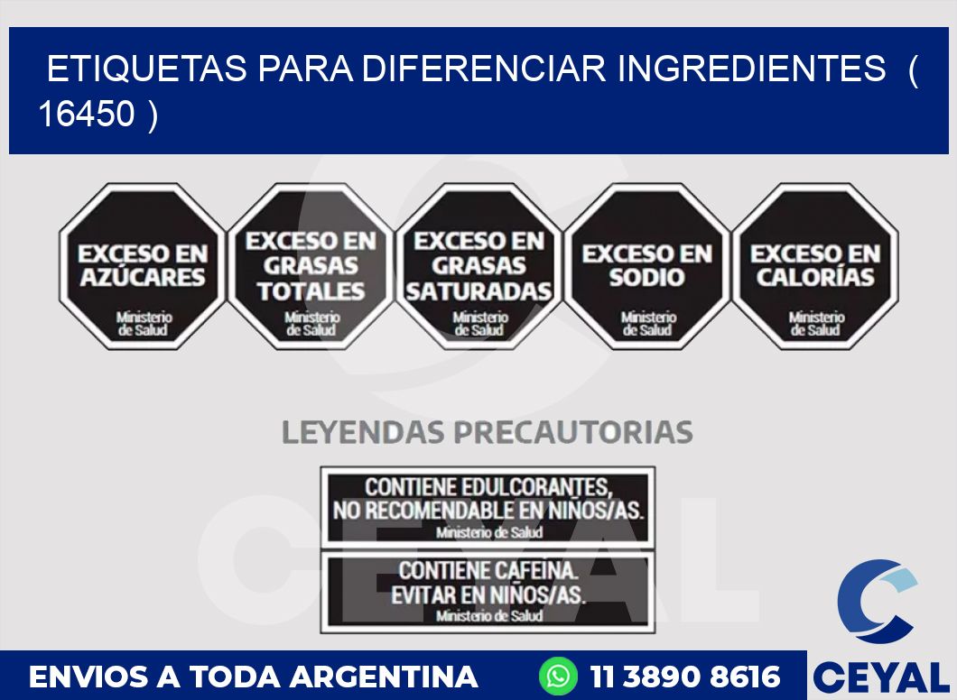 ETIQUETAS PARA DIFERENCIAR INGREDIENTES  ( 16450 )