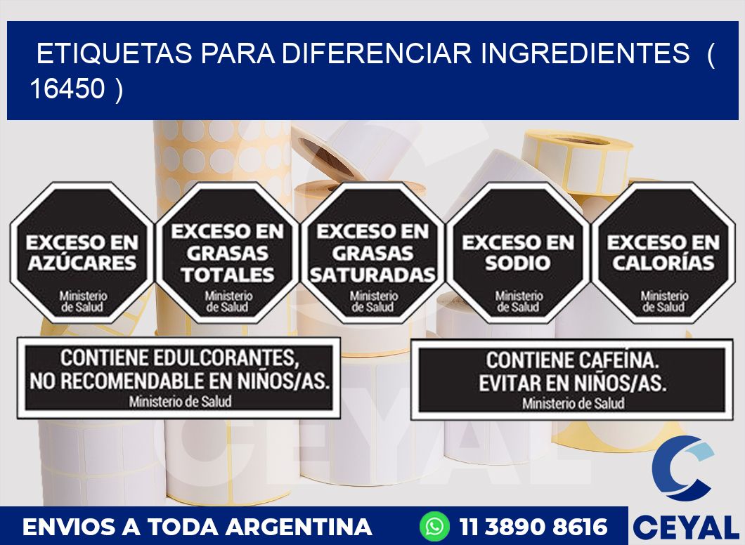 ETIQUETAS PARA DIFERENCIAR INGREDIENTES ( 16450 )