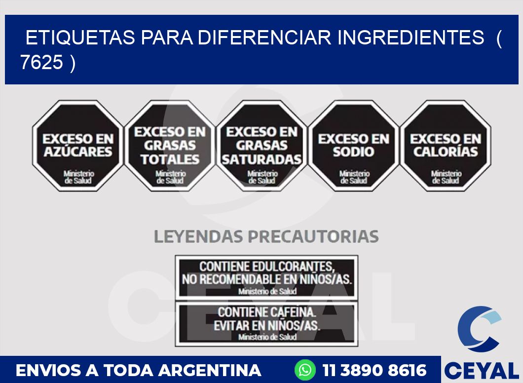 ETIQUETAS PARA DIFERENCIAR INGREDIENTES ( 7625 )