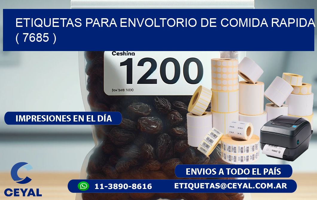 ETIQUETAS PARA ENVOLTORIO DE COMIDA RAPIDA  ( 7685 )
