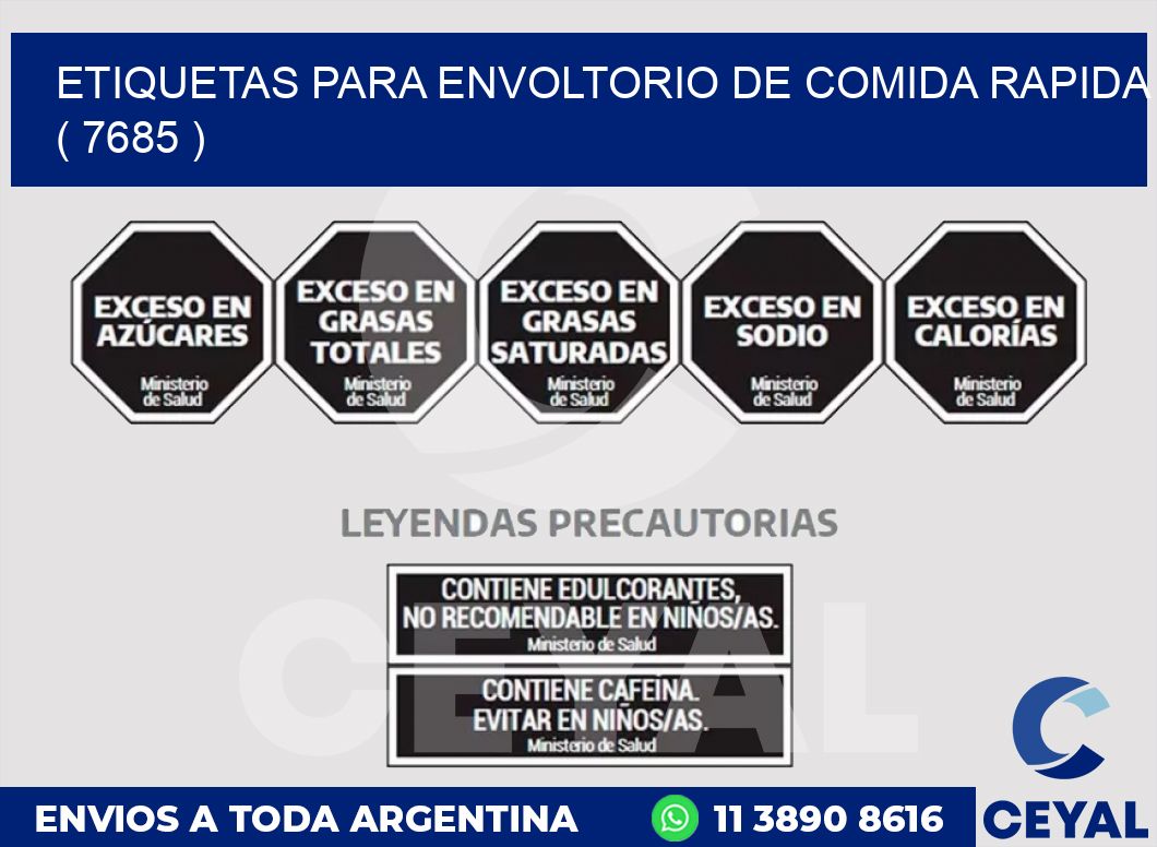 ETIQUETAS PARA ENVOLTORIO DE COMIDA RAPIDA ( 7685 )