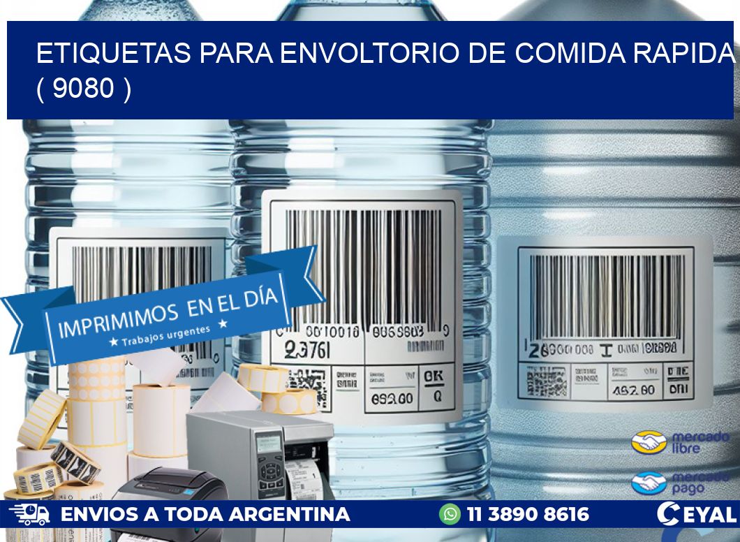 ETIQUETAS PARA ENVOLTORIO DE COMIDA RAPIDA ( 9080 )