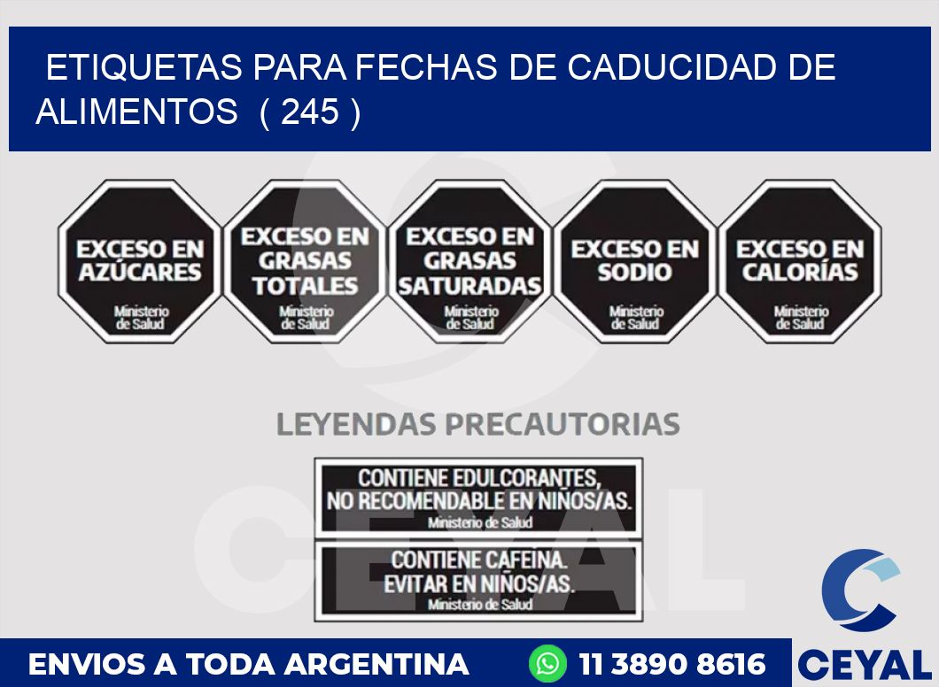 ETIQUETAS PARA FECHAS DE CADUCIDAD DE ALIMENTOS  ( 245 )