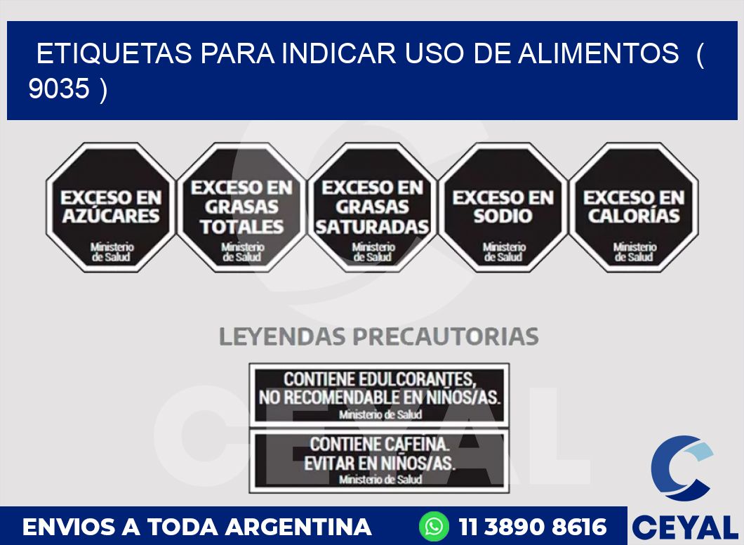 ETIQUETAS PARA INDICAR USO DE ALIMENTOS  ( 9035 )