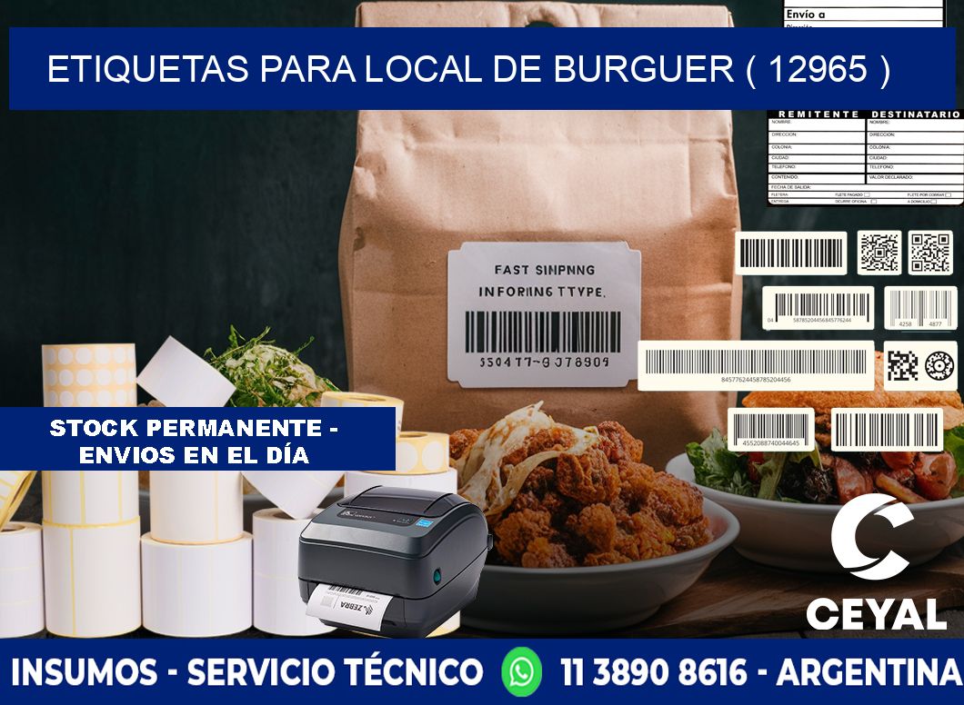 ETIQUETAS PARA LOCAL DE BURGUER ( 12965 )