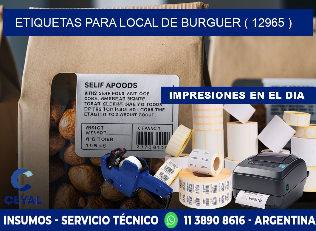 ETIQUETAS PARA LOCAL DE BURGUER ( 12965 )