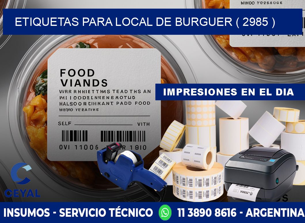 ETIQUETAS PARA LOCAL DE BURGUER ( 2985 )