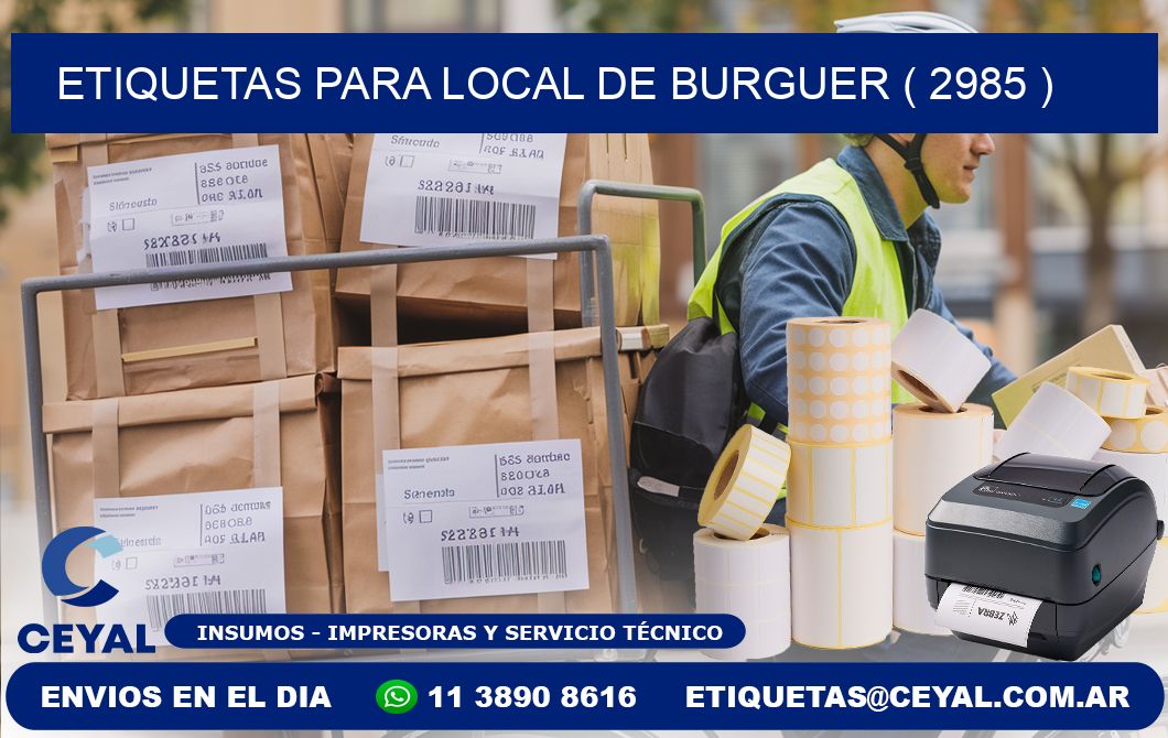 ETIQUETAS PARA LOCAL DE BURGUER ( 2985 )