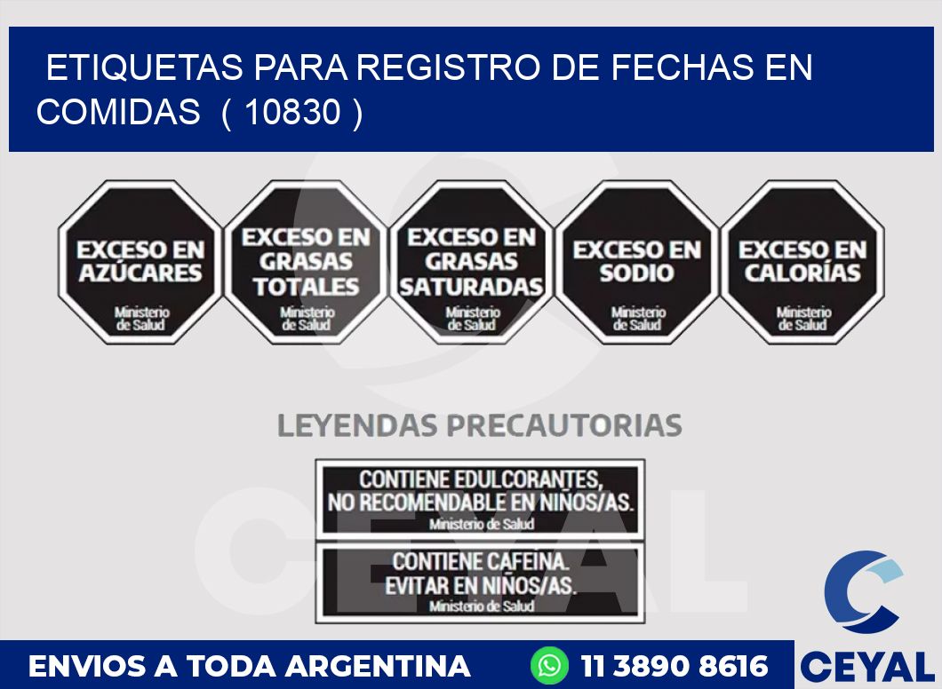 ETIQUETAS PARA REGISTRO DE FECHAS EN COMIDAS  ( 10830 )
