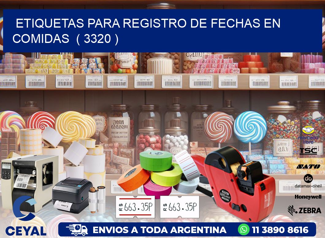 ETIQUETAS PARA REGISTRO DE FECHAS EN COMIDAS ( 3320 )