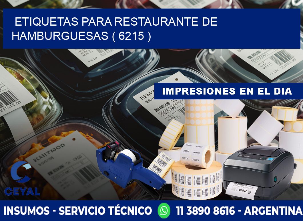 ETIQUETAS PARA RESTAURANTE DE HAMBURGUESAS ( 6215 )