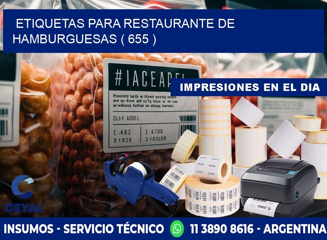 ETIQUETAS PARA RESTAURANTE DE HAMBURGUESAS ( 655 )
