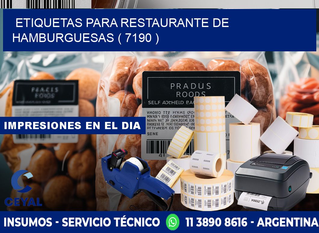 ETIQUETAS PARA RESTAURANTE DE HAMBURGUESAS ( 7190 )