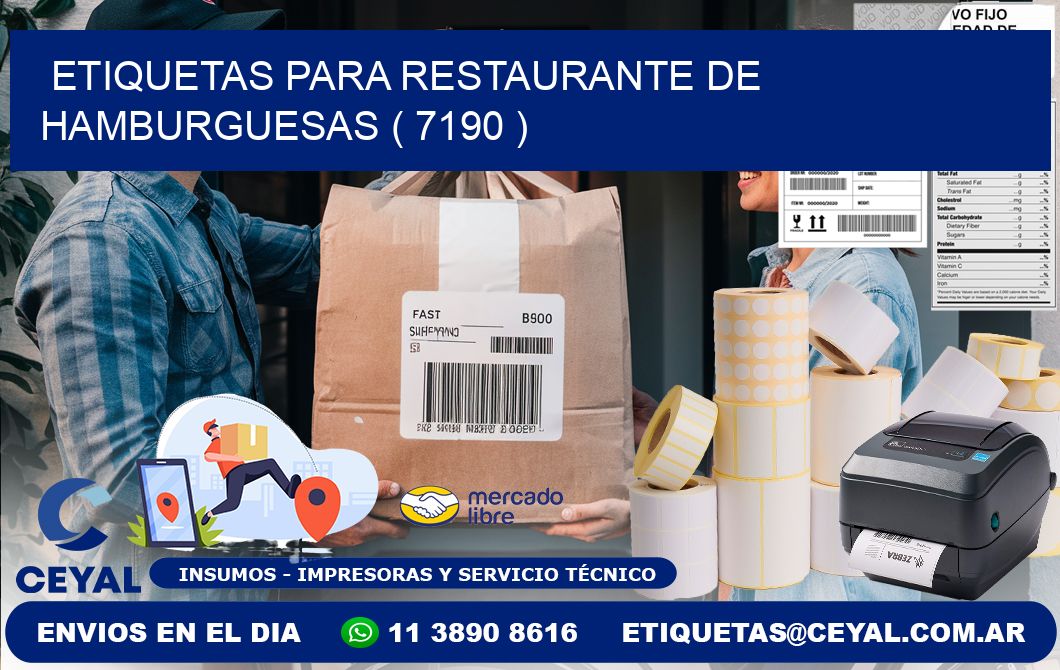 ETIQUETAS PARA RESTAURANTE DE HAMBURGUESAS ( 7190 )