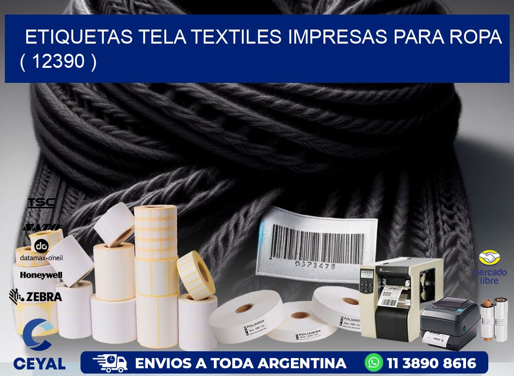 ETIQUETAS TELA TEXTILES IMPRESAS PARA ROPA ( 12390 )