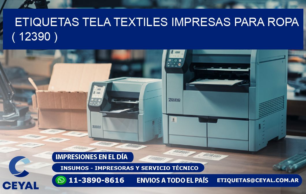 ETIQUETAS TELA TEXTILES IMPRESAS PARA ROPA ( 12390 )