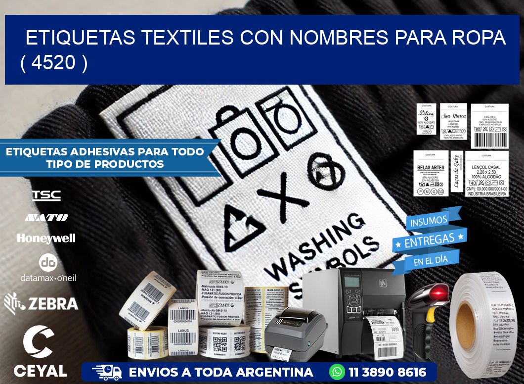 ETIQUETAS TEXTILES CON NOMBRES PARA ROPA ( 4520 )